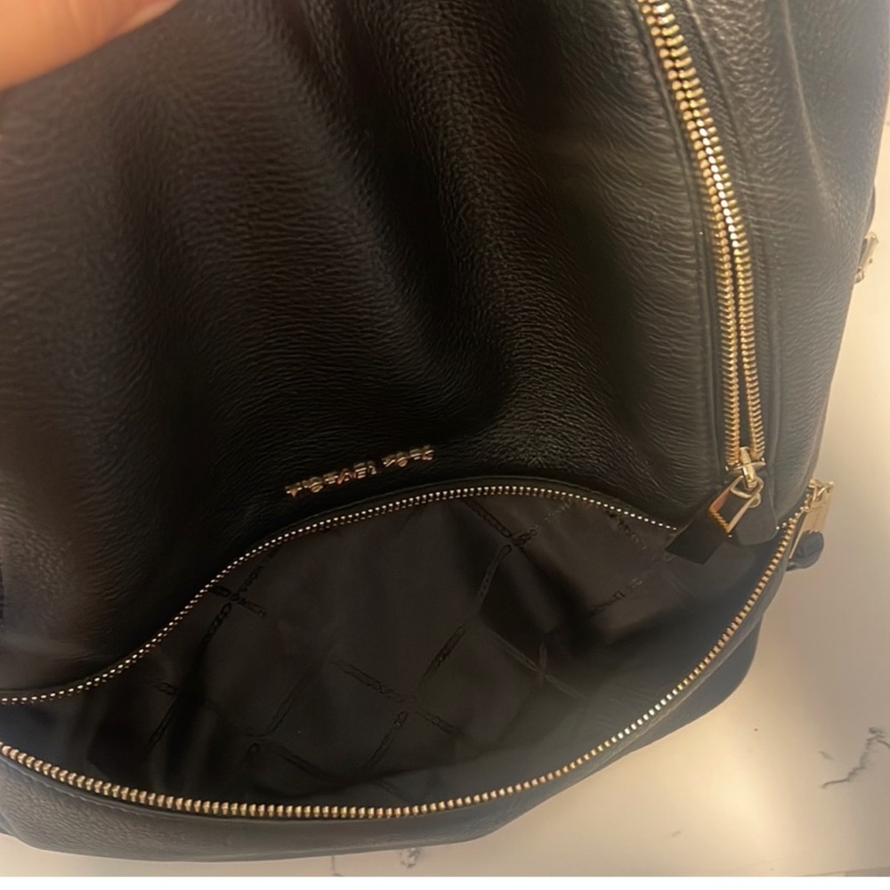 Michael Kors Black Leather Backpack with Gold Hardware - Picture 7 of 8